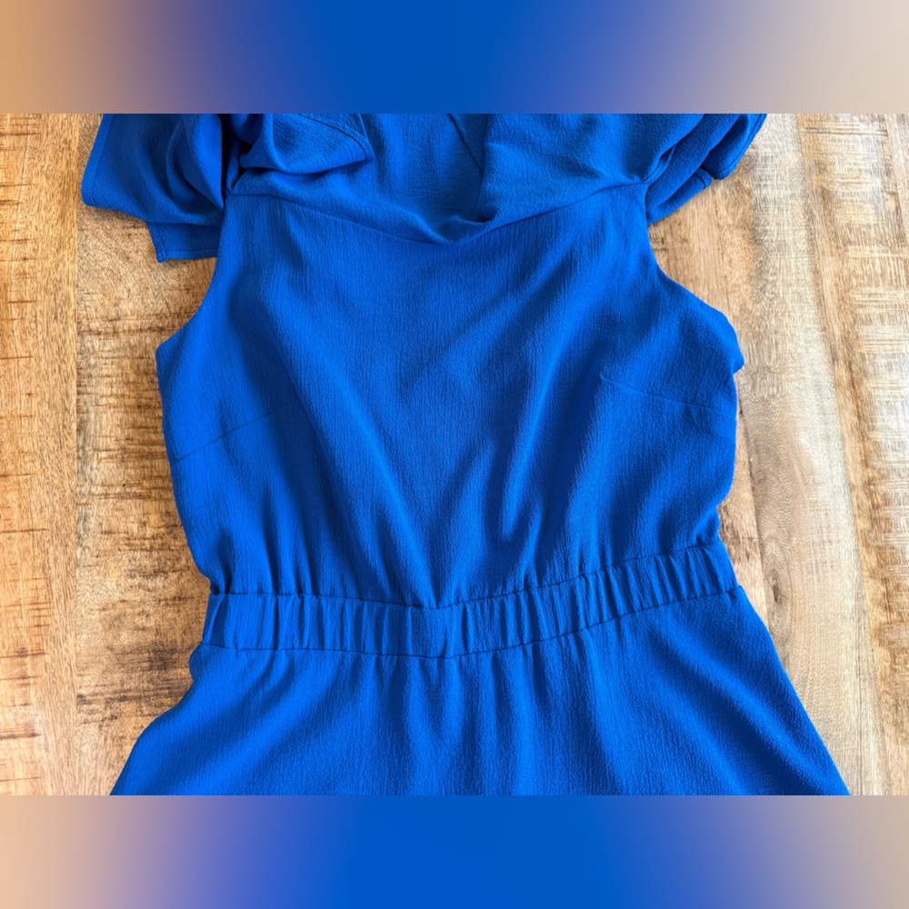 Vince Camuto Royal Blue Ruffle Fit & Flare Dress Size 6 - Picture 9 of 11